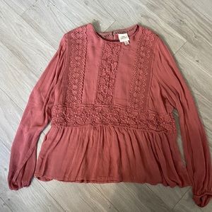 Boho long sleeve lace blouse